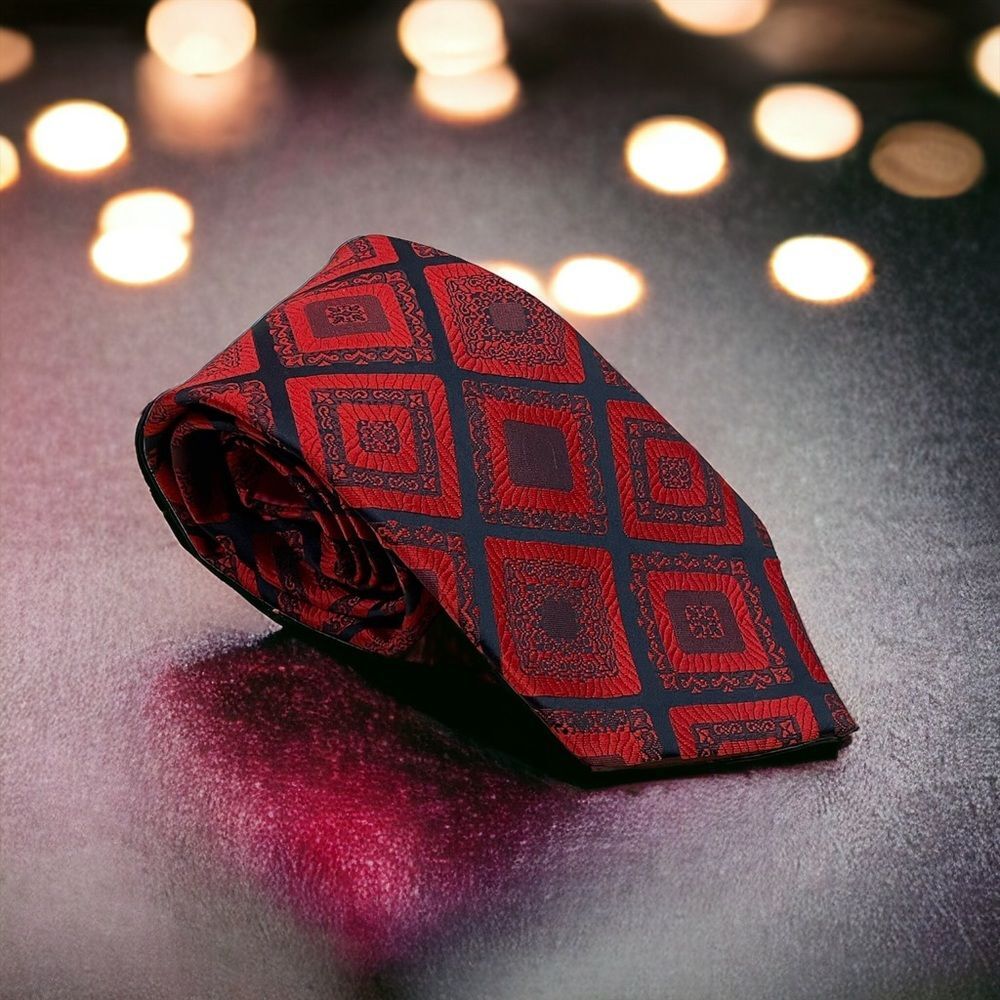 Vintage 70’s Neck Tie by Wembley Red Black Washable Crush it, Knot it, Wash it